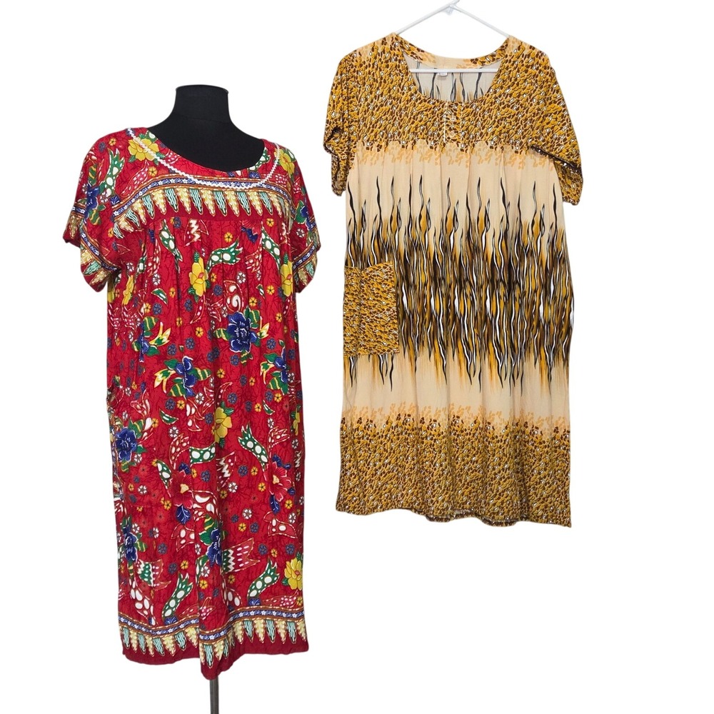 Lilia's Collection Women's 1X House Dress Robe Lot 2 Floral Abstract Granny Core